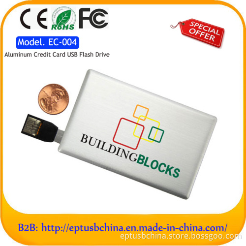 Customs Business Card Shaped Aluminum USB Flash Drive (EC004)